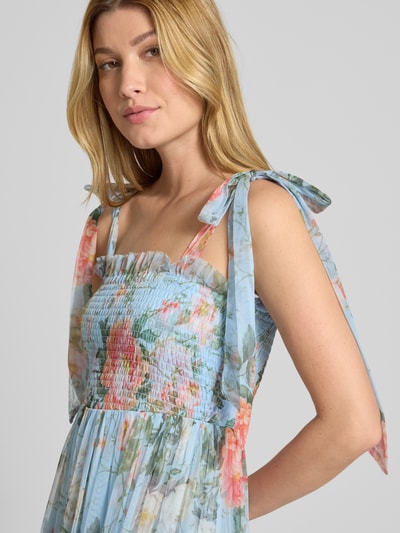 LACE & BEADS Cocktailjurk in laagjeslook met smokdetails Lichtblauw - 3