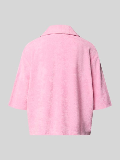 Produktfoto, Loose Fit Poloshirt in Frottee-Optik von TOMMY HILFIGER, rosa, Baumwoll-Mix, strukturierte Oberfläche, Rückansicht