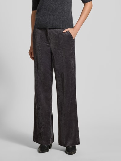 Cambio Spodnie sztruksowe o szerokim kroju w kant model ‘Amelie’ Antracytowy 4