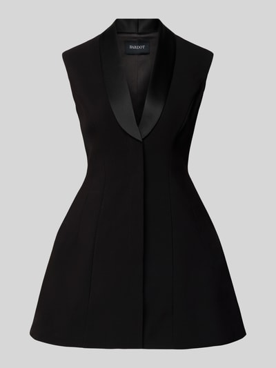 Produktfoto, Minikleid mit Viskose-Anteil Modell 'Destene' von Bardot in Schwarz, ausgestellte Passform, Satin, ärmellos, Reverskragen.