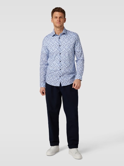 Matinique Slim fit vrijetijdsoverhemd met all-over motief, model 'MAtrostol' Donkerblauw - 1