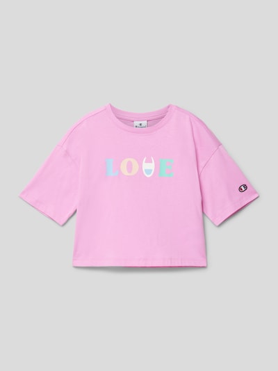 CHAMPION Cropped T-Shirt mit Statement-Print Fuchsia 1