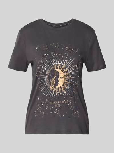 Only T-shirt o kroju regular fit z czystej bawełny model ‘KITA LUNA’ Antracytowy melanż 2