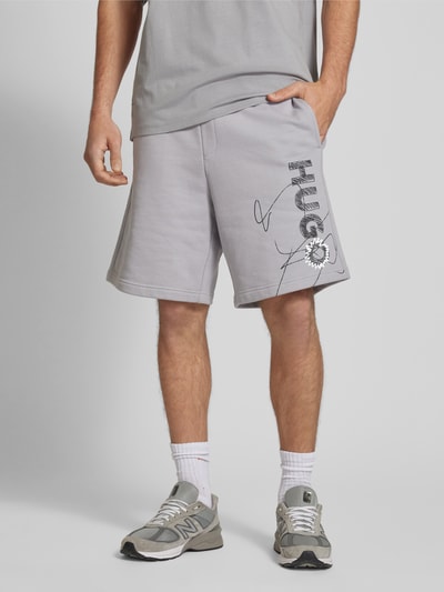 Hugo Blue Sweatshorts aus Viskose mit Label-Print Modell 'Nasibo' Hellgrau 4