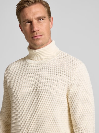 MCNEAL Rollkragenpullover mit gerippten Abschlüssen Ecru 3