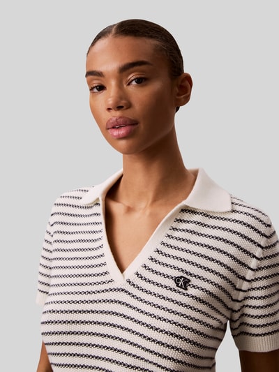 Calvin Klein Jeans Regular Fit Poloshirt aus Baumwoll-Mix in Strick-Optik Beige 3