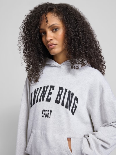 Anine Bing Oversized Hoodie mit Logo-Print Hellgrau Melange 3