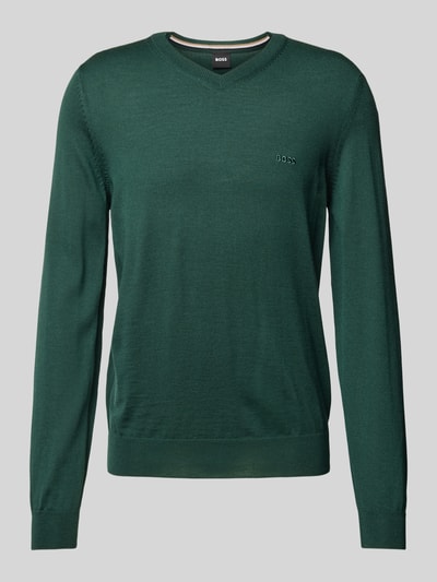 BOSS Gebreide pullover van scheerwol, model 'Baram' Donkergroen - 2