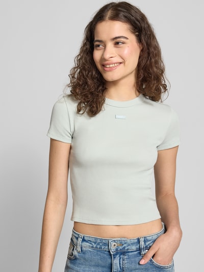 HUGO Blue Slim Fit cropped T-Shirt aus Baumwoll-Mix Modell 'BABY TEE_B' Schilf 3