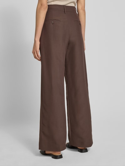 Weekend Max Mara Wide Leg Stoffhose mit Baumwolle Modell 'BALLO' Dunkelbraun 5