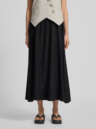 YAS Spódnica lniana z elastycznym pasem model ‘FLAXY’ Czarny 4