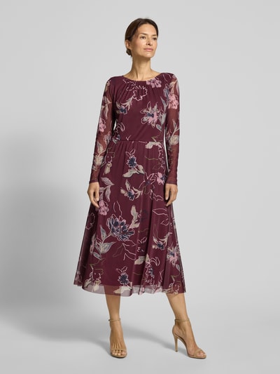 Tom Tailor Sukienka casualowa taliowana z siateczki Bordowy 1