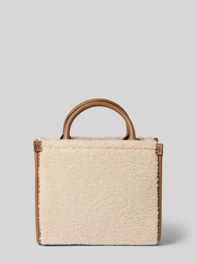 Produktfoto, Tote Bag mit Teddyfellbesatz von Liu Jo White in Beige und Braun, rechteckige Form, sichtbares Logo, strukturierte Oberfläche