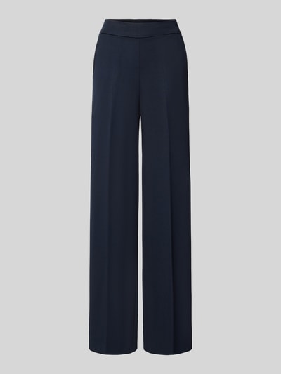 Produktfoto, Straight Fit Hose aus Viskose-Mix mit Bügelfalten von MORE, dunkelblau, elastischer Bund, glatte Textur, Damen Hose