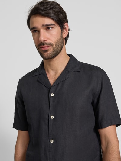 Marc O'Polo Regular Fit Leinenhemd mit Reverskragen Black 3