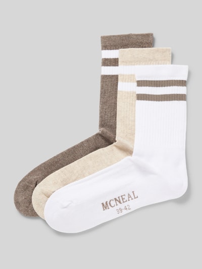 MCNEAL Socken mit elastischem Rippenbündchen im 3er-Pack Beige Melange 1