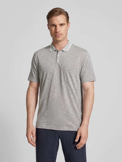 RAGMAN Poloshirt mit Streifenmuster und Brusttasche Silber 4