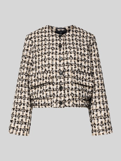 Produktfoto, Regular Fit Blazer in Bouclé-Optik Modell 'Jenifer' von JOOP! in Creme-Schwarz mit Knopfleiste und aufgesetzten Taschen.