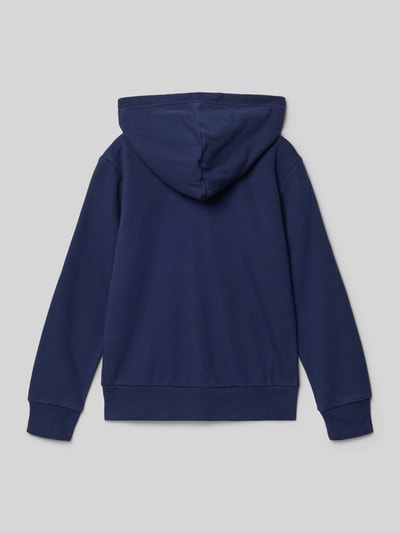 Jongen draagt Regular Fit Sweatjack uit katoenmix van Polo Ralph Lauren Teens in effen donkerblauw, sweatmateriaal, rompzoom, mouwboord, geribd. Ganzkörperansicht Rückansicht.