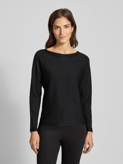 comma Gebreide pullover van viscosemix met boothals Zwart - 4