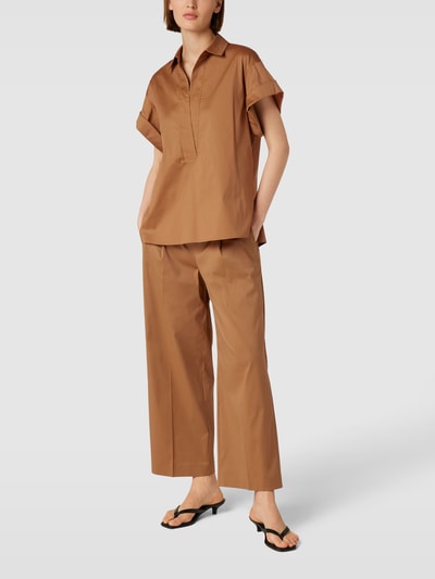 Windsor Blouseshirt met vaste mouwomslagen Middenbruin - 1