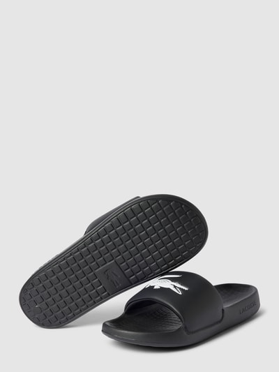 Lacoste Slippers met labeldetails, model 'Croco' Zwart - 5