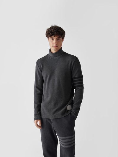 Thom Browne Rollkragenpullover mit Kontraststreifen Dunkelgrau 4