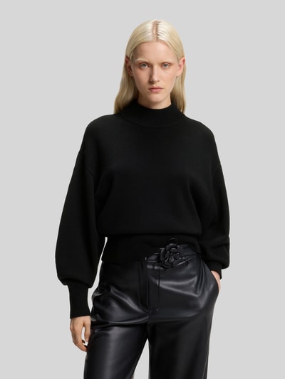 HUGO Loose Fit Pullover aus Woll-Mix Modell 'Sorellenio' Black 4