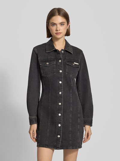 Calvin Klein Jeans Minikleid in Denim-Optik mit Logo-Patch Black 4