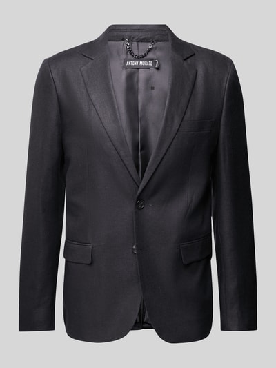 Antony Morato Slim fit 2-knoops colbert van een mix van linnen en viscose met klepzakken Zwart - 2