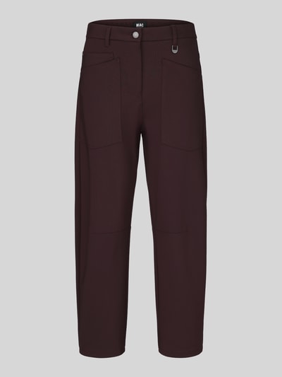 Produktfoto, dunkelbraune Gerade Hose mit Gürtelschlaufen Modell 'Baggy Smart' von MAC, glatte Struktur, Damen Gerade Hose von MAC