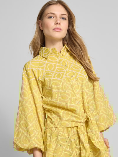 Christian Berg Woman Relaxed fit blouse met 3/4-mouwen Mosterdgeel - 3