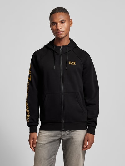 EA7 Emporio Armani Sweatjacke mit Logo-Prints und Kapuze Black 4