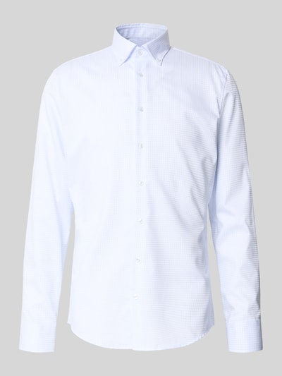 Produktfoto, weiß-blau kariertes Slim Fit Businesshemd aus reiner Baumwolle Modell 'New B.D.' von Seidensticker, Herren Businesshemd.