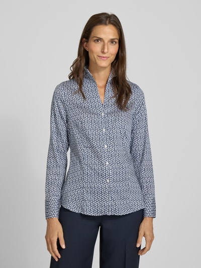 ETERNA Slim fit overhemdblouse met opstaande kraag Marineblauw - 4