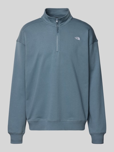 Produktfoto, Relaxed Fit Sweatshirt mit Stehkragen und Reißverschluss von The North Face, reine Baumwolle in Blau, Label-Stitching
