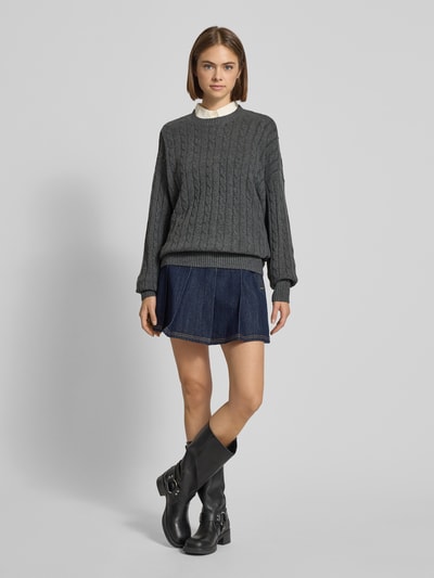 Review Gebreide pullover met kabelpatroon Antraciet gemêleerd - 1