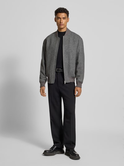 SELECTED HOMME Regular Fit Bomberjacke aus Woll-Mix Modell 'JENS' Mittelgrau 1