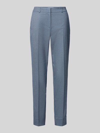 Produktfoto, Hose mit Bügelfalten und Gesäßtasche von comma in Blau, Slim Fit, Material-Mix mit Viskose-Anteil, klare Bügelfalte, glatte Textur.