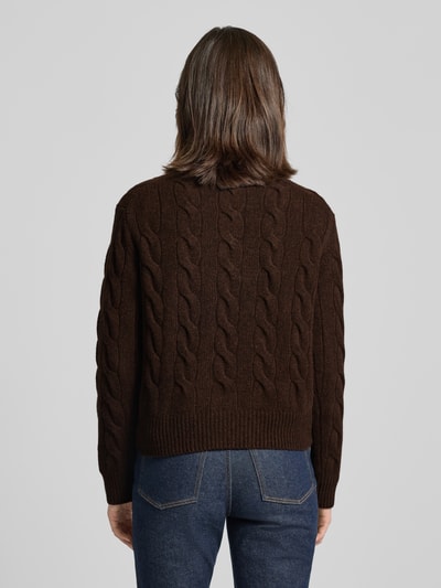 Polo Ralph Lauren Gebreide pullover met kabelpatroon en ronde hals Donkerbruin - 5