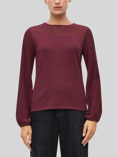 s.Oliver BLACK LABEL Pullover mit strukturierten Ballonärmeln aus Viskosemix Bordeaux 3