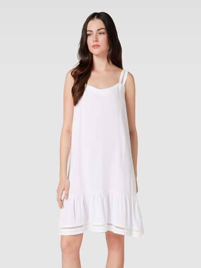 Pinklabel Mini-jurk van pure viscose met ajourpatroon Wit - 4