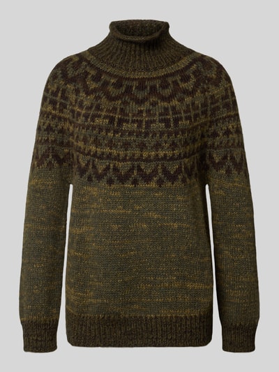 Produktfoto, Regular Fit Strickpullover mit Alpaka-Anteil von Stefanel, wzór żakardowy, mieszanka materiałów, stójka, długie rękawy, krój regular fit