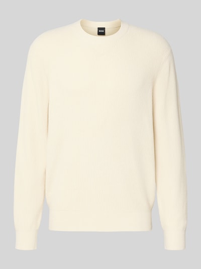 BOSS Regular Fit Strickpullover aus Viskose-Mix Modell 'P-HORSO' Offwhite 2