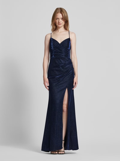 Luxuar Abendkleid mit Raffungen Dunkelblau 4