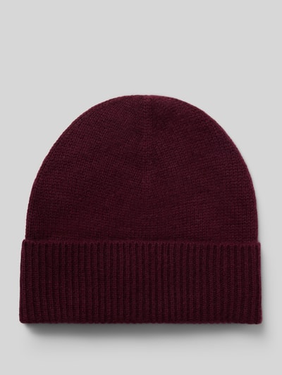 Productfoto, Strickmütze aus reinem Kaschmir mit breitem Umschlag van Christian Berg Men in diep bordeaux, fijngebreide textuur, Heren, Brede omslag