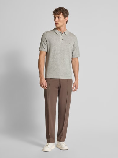 Fynch-Hatton Regular Fit Poloshirt in Strick-Optik Hellgrau 1