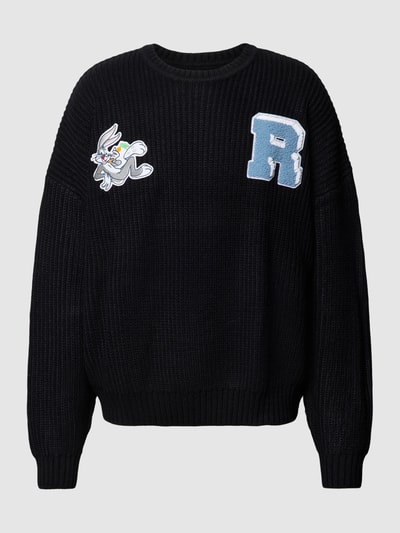 REVIEW Oversized Strickpullover mit Looney Tunes®-Patches Schwarz 2