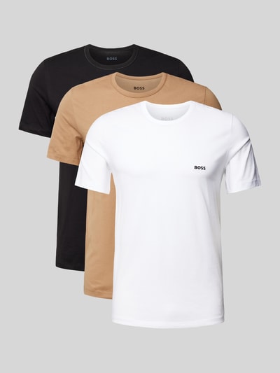 BOSS T-shirt z wyhaftowanym logo, w zestawie 3 szt., model ‘Classic’ Camel 1