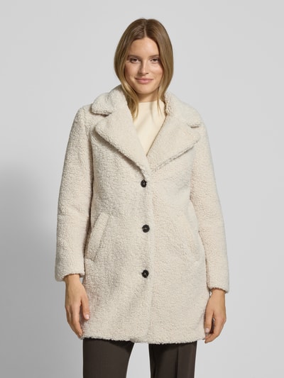 VERO MODA Regular Fit Teddy-Mantel mit Umlegekragen Modell 'KYLIE' Offwhite 4